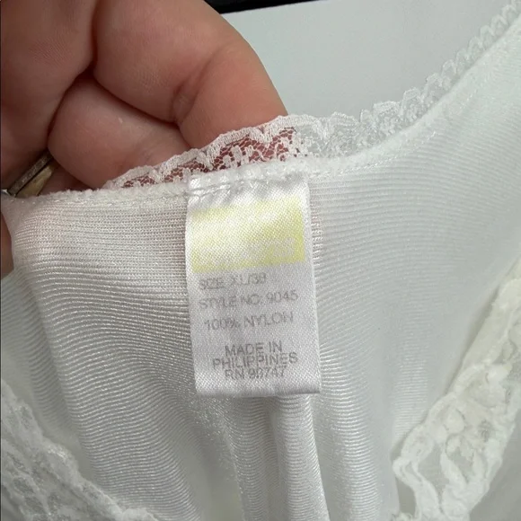 Vintage nylon lace detail knee length scoop neck boudoir lingerie slip sz XL - Picture 4 of 6
